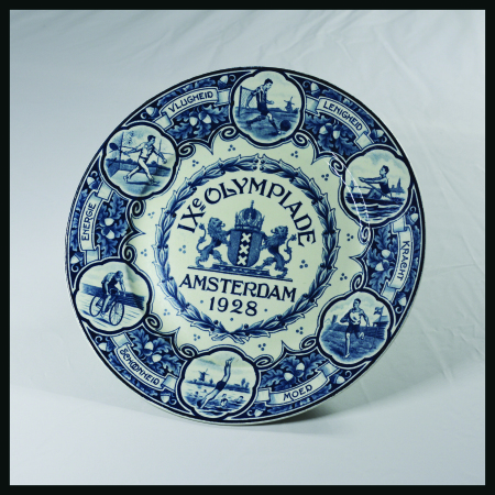 Stamp of Olympics » 1928 Amsterdam » Memorabilia 1928 Amsterdam commemorative blue & white porcelain plate, 25cm