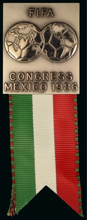 Stamp of Olympics » 1984 Los Angeles 1986 FIFA CONGRESS in Mexico official badge with ribbon,