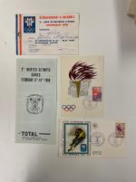 Stamp of Olympics » 1968 Grenoble 1968 Grenoble group incl. Bulletin Spécial (2), Crédit Lyonnais Christmas card, jigsaw puzzle, etc.
