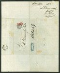 Stamp of Romania » United Principalities 1862-1864 6 Parale cherry-red, on wove paper vertical bisect tied by clear strike of the GALATZ/29.3 cds, on 1863 folded printed matter cover