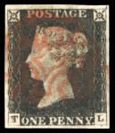 Stamp of Great Britain » 1840 1d Black and 1d Red plates 1a to 11 1840 1d black pl.2 TL, early and late impressions, two good to very fine examples