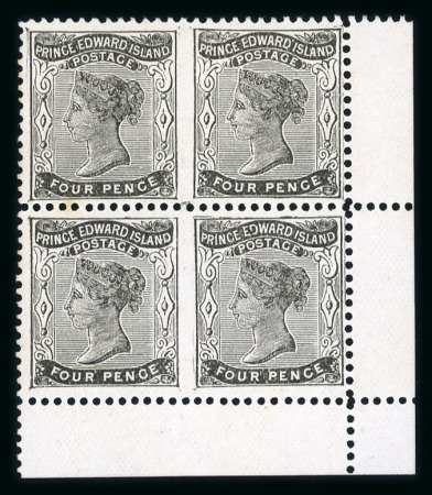 Stamp of Canada » Prince Edward Island 1870 4d. black, marginal block of four from the lower