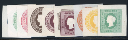 Stamp of Ceylon » Collections Stationery: QV stationery envelope set of 10 mint cut-outs from 1d to 1s9d