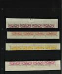 Stamp of Italy » San Marino Parcel Post: 1946 thin paper issue, four values in mint n.h. top or bottom marginal strips of four with the first two stamps in each strip showing the no watermark variety