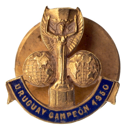 Stamp of Thematics » Sport and Games » Football 1950 World Cup in Brazil, official gold winner pin of the Uruguayan FA