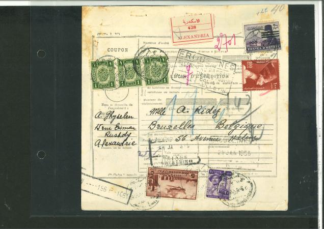 1955 Bulletin d'Expedition card to Belgium