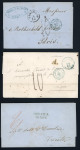 Stamp of Romania » Austrian Levant Post Offices 1854-1866 Folded entires from three different towns,