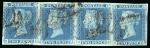 Stamp of Great Britain » 1841 2d Blue 1841 2d blue used group in a "Christmas tree" shape from a single and increasing size of multiple up to a strip of 12