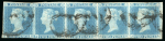 Stamp of Great Britain » 1841 2d Blue 1841 2d blue used group in a "Christmas tree" shape from a single and increasing size of multiple up to a strip of 12