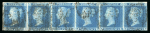 Stamp of Great Britain » 1841 2d Blue 1841 2d blue used group in a "Christmas tree" shape from a single and increasing size of multiple up to a strip of 12