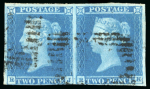 Stamp of Great Britain » 1841 2d Blue 1841 2d blue used group in a "Christmas tree" shape from a single and increasing size of multiple up to a strip of 12