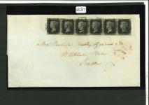 Stamp of Great Britain » 1840 1d Black and 1d Red plates 1a to 11 1840 1d. black Pl. 9 LE-LG,ME-MG in 2 strips of 3 with