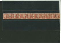 Stamp of Great Britain » 1854-70 Perforated Line Engraved 1864-79 1d. red, Pl. 142, AA-AL complete row of 12,