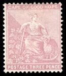 Stamp of South Africa » Cape of Good Hope 1880 CC 3d pale dull rose, and 3d on 4d pale dull rose, unused singles