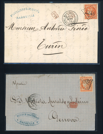 Stamp of France » Lettres Classiques France 1871-72 2 lettres pour Italie,  40C 2 nuances de couleurs
