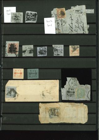 Stamp of Indian States » Soruth 1864-75 Attractive selection of the early issues on black stockpage