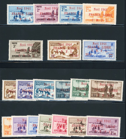Stamp of Colonies françaises » St. Pierre et Miquelon 1941, France Libre F.N.F.L., série Y&T n°212/231 **