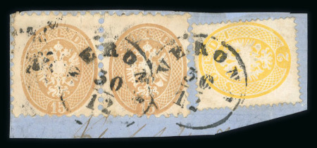 Stamp of Austria » Lombardy Venetia 1863, Lombardo-Venezia, nice fragment with YT n° 27