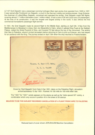 Stamp of Large Lots and Collections Egypt - Airmails: 1927-1937 One frame exhibit entitled