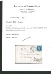 Stamp of France » Empire 1853-1862 1860, Lettre de St Gervais pour Versailles, affranchie avec Napoléon non-dentelé 20c bleu YT n° 14,