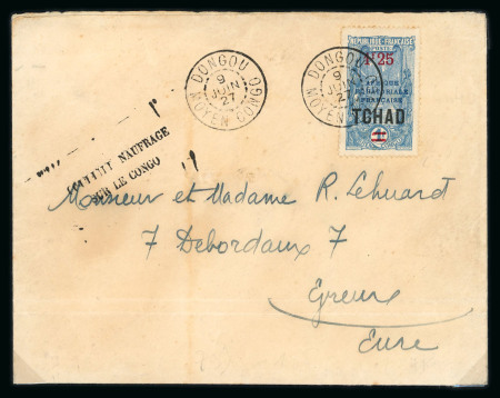 Stamp of Colonies françaises » Moyen-Congo Courrier naufragé du S.S "Largeau" avec griffe "COURRIER NAUFRAGE SUR LE CONGO"