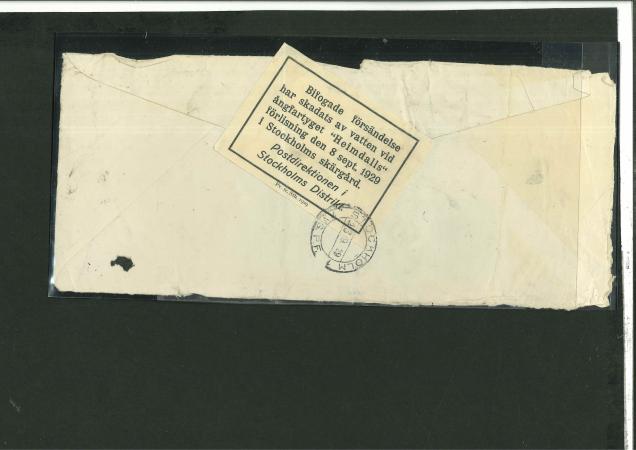 Stamp of Sweden 1929 wreck cover United States, Sweden, Finland,  SS HEIMDALL