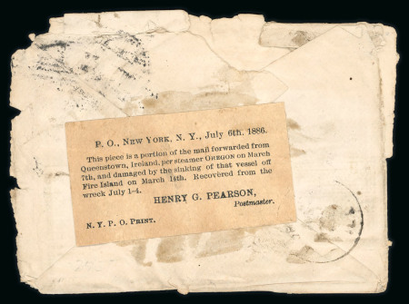 Stamp of Great Britain » Postal History » Crash and Wreck Mail 1886 wreck cover Great Britain, United States. SS Oregon