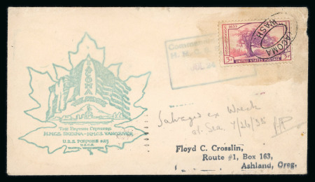 Stamp of United States » 1919 Issues onwards 1935 wreck cover United States, Tacoma to Oregon