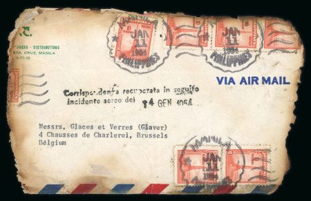 Stamp of Philippines 1954 Philippines Airlines crash Italy (Ciampino) Belgium