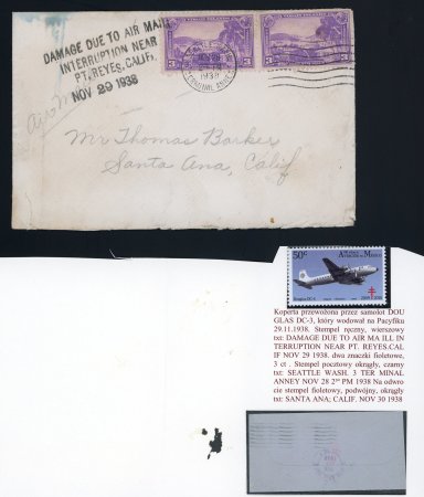 Stamp of United States » 1919 Issues onwards 1938 crash cover United States California United Airlines crash