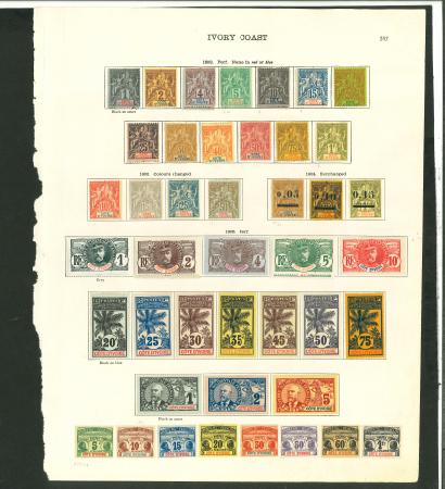 Stamp of Large Lots and Collections French Colonies - Ivory Coast: 1892-1933 with 1892 to 1f...