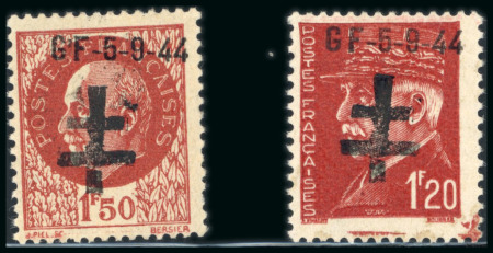 Stamp of France » Libération Pontarlier (Doubs): Type Pétain, Mayer n°1-2 **, cote