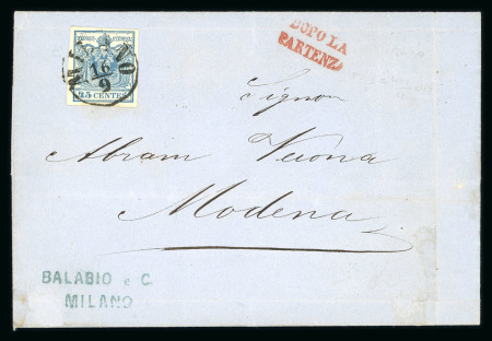 Stamp of Austria » Lombardy Venetia 1856 Lombardy Venetia  Austria 45C HP ty MILANO to MODENA