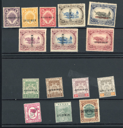 Stamp of Malaysia » Malaysian States Collections and Lots 1922-28 Small lot of 15 stamps with Specimen ovpts