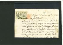 Stamp of Austria » Lombardy Venetia 1857 mixed fkg 30c (2) fiscal + 1850 15C MP IIIc on document from VIGGIU (Varese)