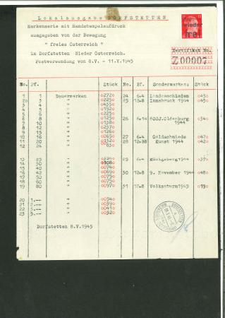 Stamp of Austria » Local Issues Austria local issue Dorfstetten 12Pf handstamp ovpt on guarantee-letter + cert.