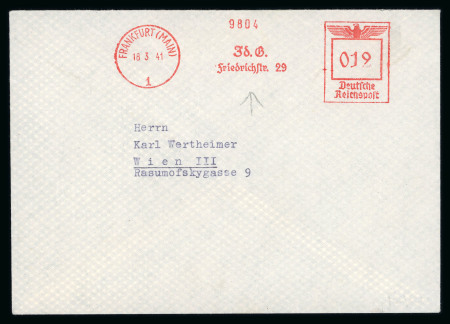Stamp of Israel » Israel: The Holocaust - Miscellaneous 1941 Envelope + letter of Jewish Community Frankfurt am Main