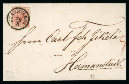 Stamp of Romania » Former Austrian Territory 1854 Romania Austria Siebenbürgen Transylvania SZASZVAROS 3Kr cover