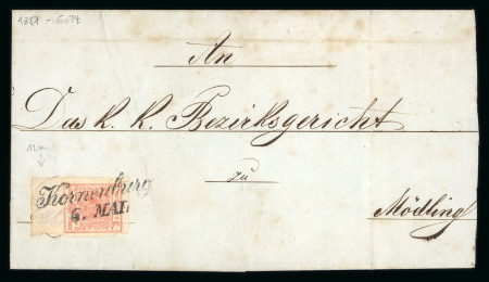 Stamp of Austria » Lower Austria (Niederösterreich) 1851 LOWER AUSTRIA NIEDERÖSTERREICH Korneuburg 3Kr cover