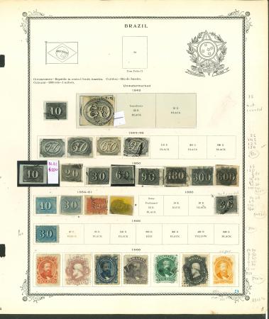 Stamp of Brazil Brazil 1843-1966, large collection on printed album pages, with approx. 950 stamps, used and mint