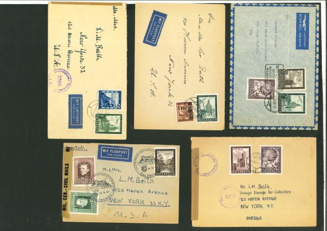 Stamp of Austria » 2nd. Republic 1947 austria USA 7 airmail covers with 1947 airs