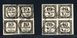 Stamp of France » Timbres-Taxe 1861, lot de 2 blocs de 4 timbres oblitérés petit cachet