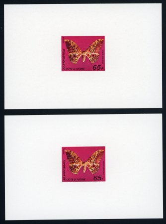 Stamp of Colonies françaises » Côte-d'Ivoire 1977, Y&T n°440A/D Papillons - 2 séries Epreuves de