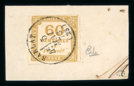 Stamp of France » Timbres-Taxe 1871, Y&T taxe n°8 sur fragment, 3 bonnes marges, Cote