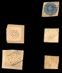Stamp of India » 1852 Scinde Dawk India 1852 Scinde District 1/2a blue (x1) and white (x4), imperforate used, a group of five forgeries