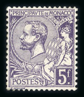Stamp of Colonies françaises » Monaco 1920, Prince Albert 1er Y&T n°46 **, signé Calves.