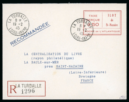 Stamp of France » Guerre 1945 France St. Nazaire, 2 lettre + 1 entier avec diff. type taxe percue