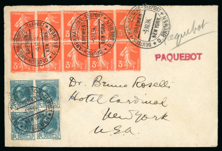 Stamp of France » Émissions à partir de 1900 1934 "DEUTSCH-AMERIKANISCHE-SEEPOST / BREMEN NEW YORK" lettre paquebot