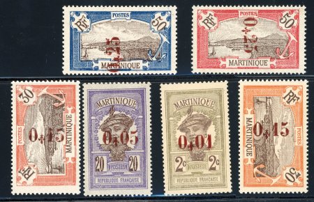 Stamp of Colonies françaises » Martinique 1924, série Y&T n°105/110 **, cote 755€, TB.