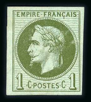 Stamp of France » Empire Lauré 1863-1870 1870, Empire lauré 1 centime vert bronze Y&T n°25d